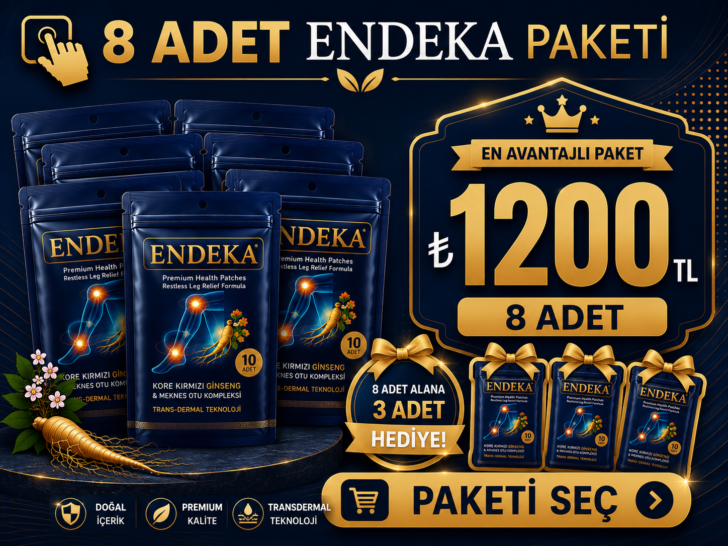 8 Adet Endeka paketi 1200 TL